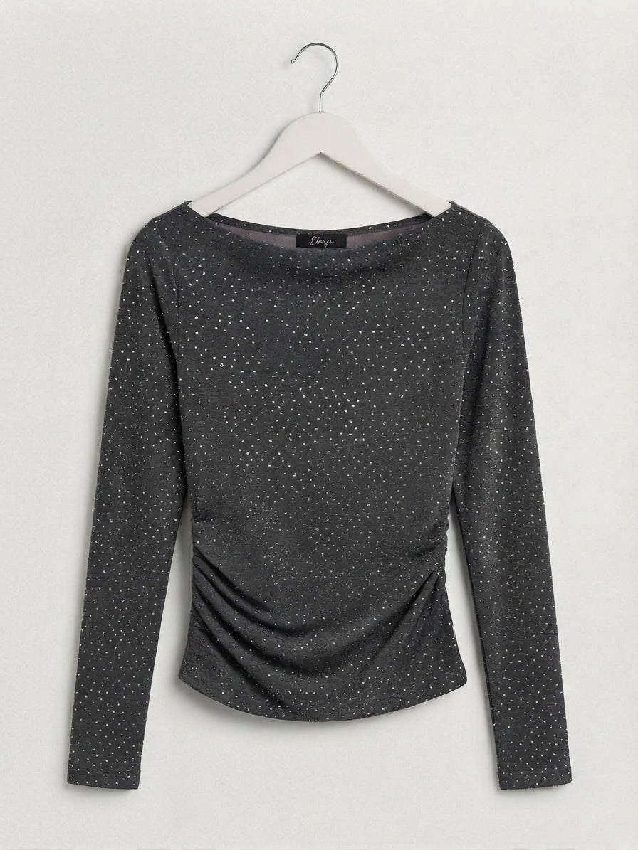 Top Brillo Strass Fruncido